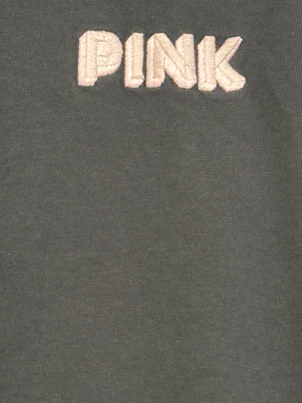 Victorias Secret Pink Graphic Long Sleeve Tee Green "Does This Come In Pink?" Te - Picture 3 of 7